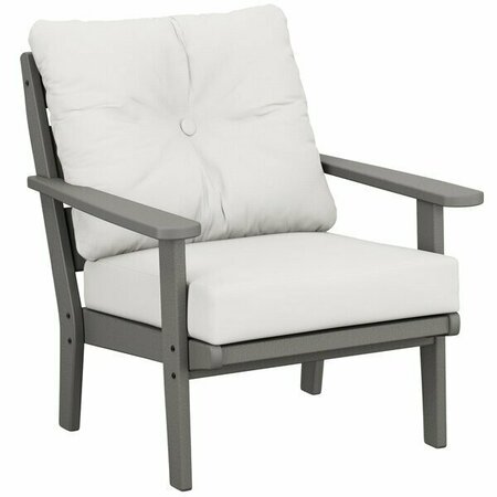 POLYWOOD 4411-GY152939 Lakeside Slate Grey / Natural Linen Deep Seating Chair 6334411GY152